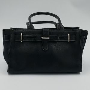 Rossi & Caruso Black Pebble Leather Satchel Bag